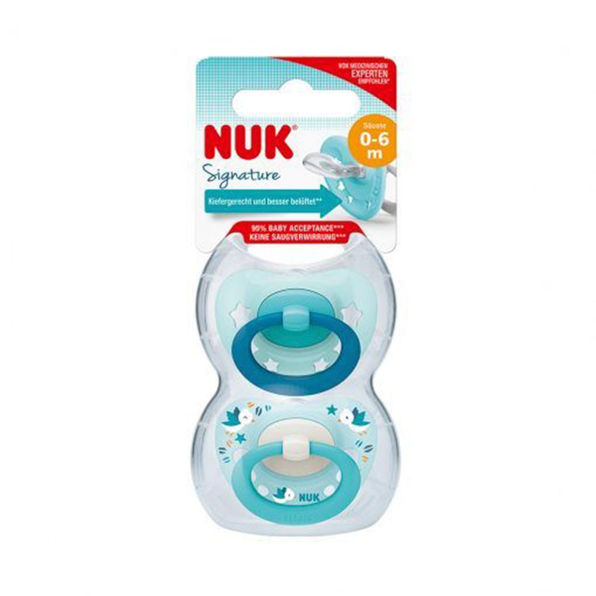 NUK - Chupete Silicona Signature Celest Etapa 1 (0-6M) Nuk