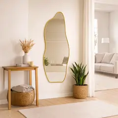 GENERICO - Espejo Irregular Moderno 100x29 Cm Dorado