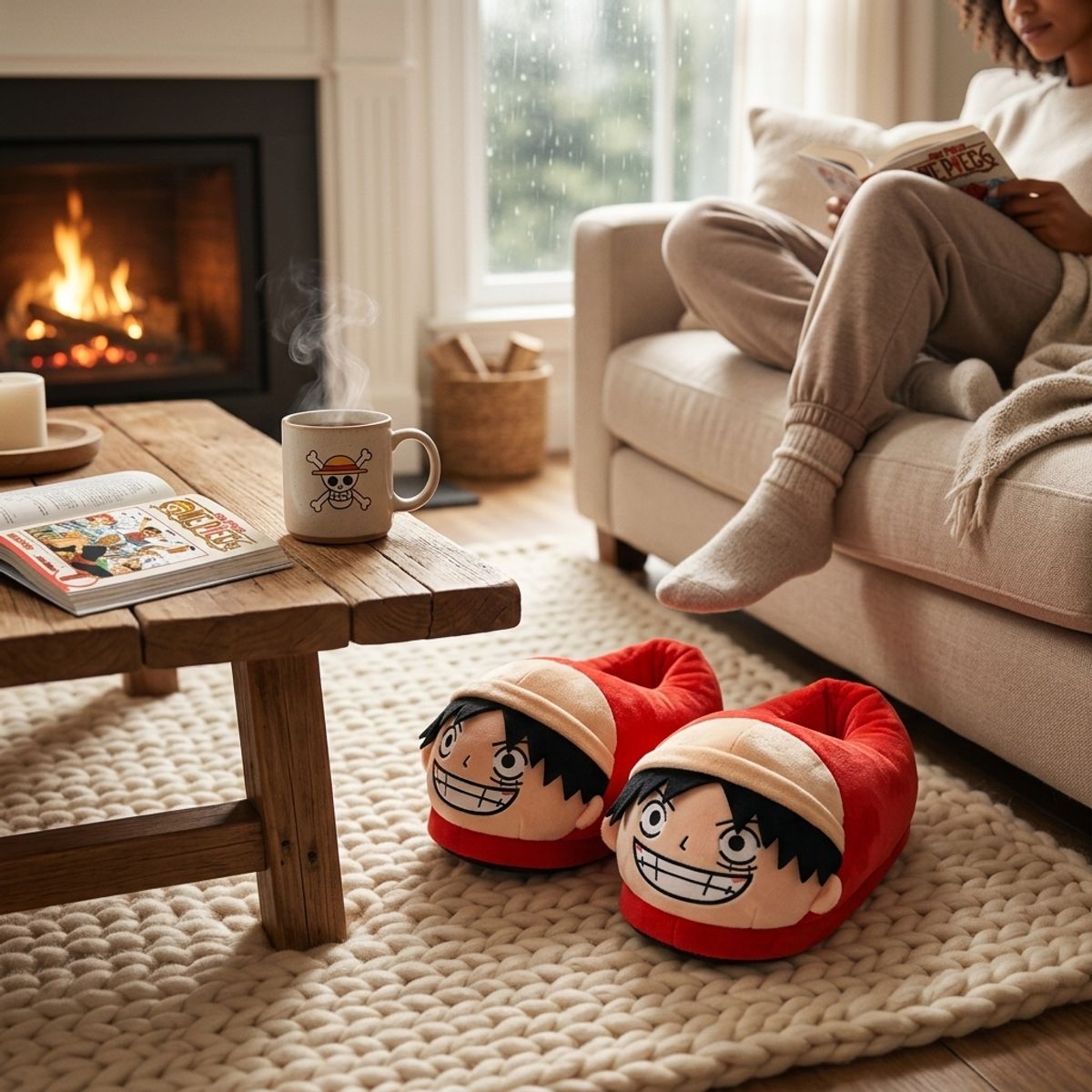 GENERICO - Pantuflas 3D de Monkey D. Luffy One Piece