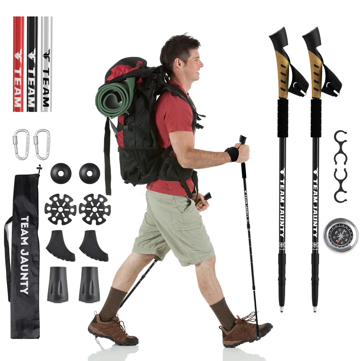 YAYKO - Bastones De Trekking De Aluminio Con Altura Regulable X2