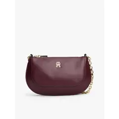 TOMMY HILFIGER - Cartera Bandolera Con Correa De Cadena Burdeo