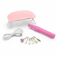 GENERICO - Kit de accesorios para manicura portátil, pulidor manual y lámpara UV para esmalte gel