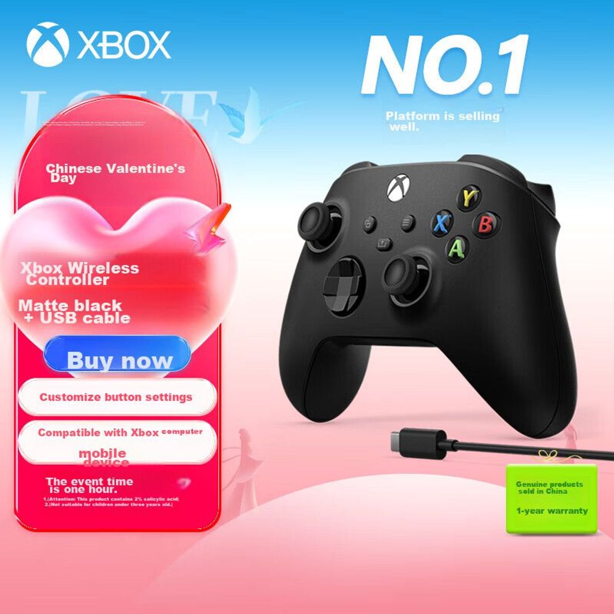 MICROSOFT - Control Xbox Inalámbrico Negro + Cable USB-C Bluetooth PC Xbox