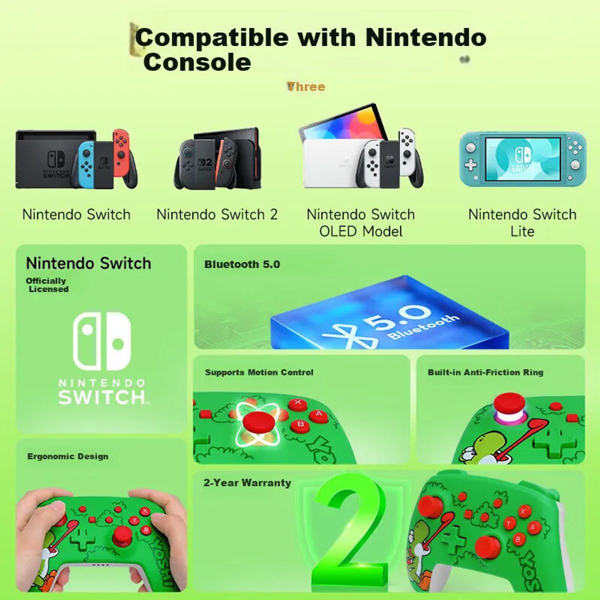 POWER A - Control Nintendo Switch PowerA Pro Inalámbrico Bluetooth Mario Yoshi Donkey Kong Zelda