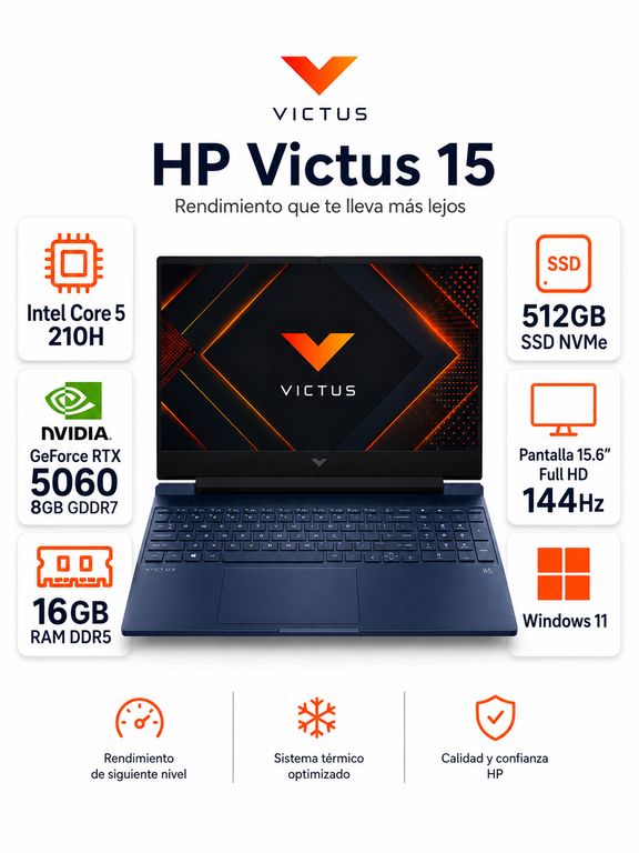 Notebook Gamer Victus 15 Rtx 5060 Intel I5 210h 16gb 512g