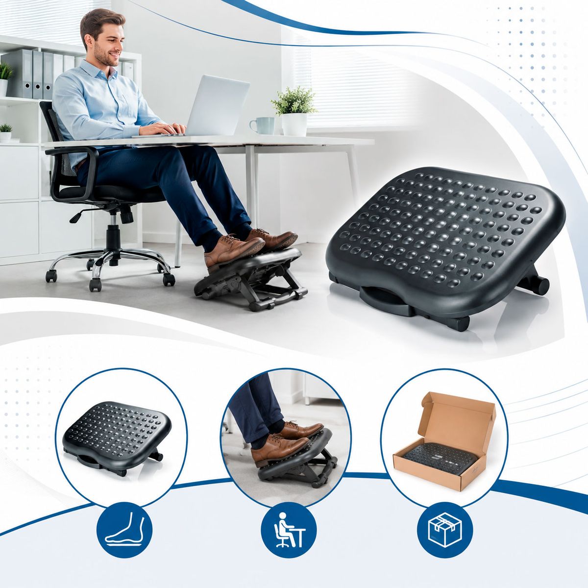 AIDATA - Apoyapiés Relaxing Super Fit se ajusta 5 niveles de altura - Ergonómico FR008