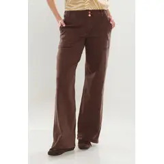WADOS - JEANS MUJER CARGO WIDE LEG TIRO ALTO PRETINA BASICA 1 BOTON