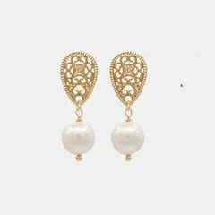 PSK JOYAS - Aro Mujer Amber Perla de Agua Dulce Enchape Oro 18K