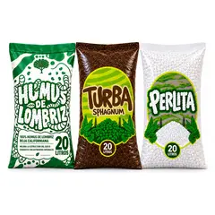 GROW SWEET - Pack Huerto y Maceteros Sustrato 60 lts. 3 bolsas separados Humus + Turba + Perlita