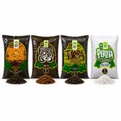 GROW SWEET - Pack Sustratos 80L Turba Rubia, Humus, Perlita, Fibra de Coco