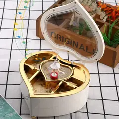 GENERICO - Joyero Musical Corazón Con Bailarina Caja Regalo Blanco