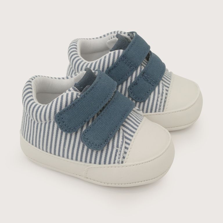 Zapatilla Bebe Niño Azul Con Velcro