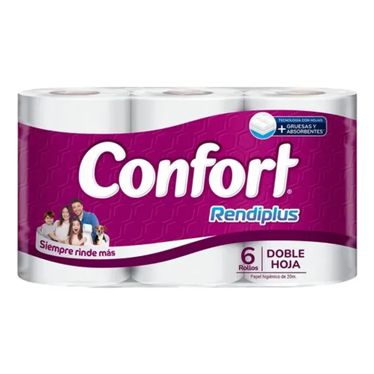 CONFORT - Papel Higienico Confort Rendiplus Doble Hoja 6 Uds X 20m