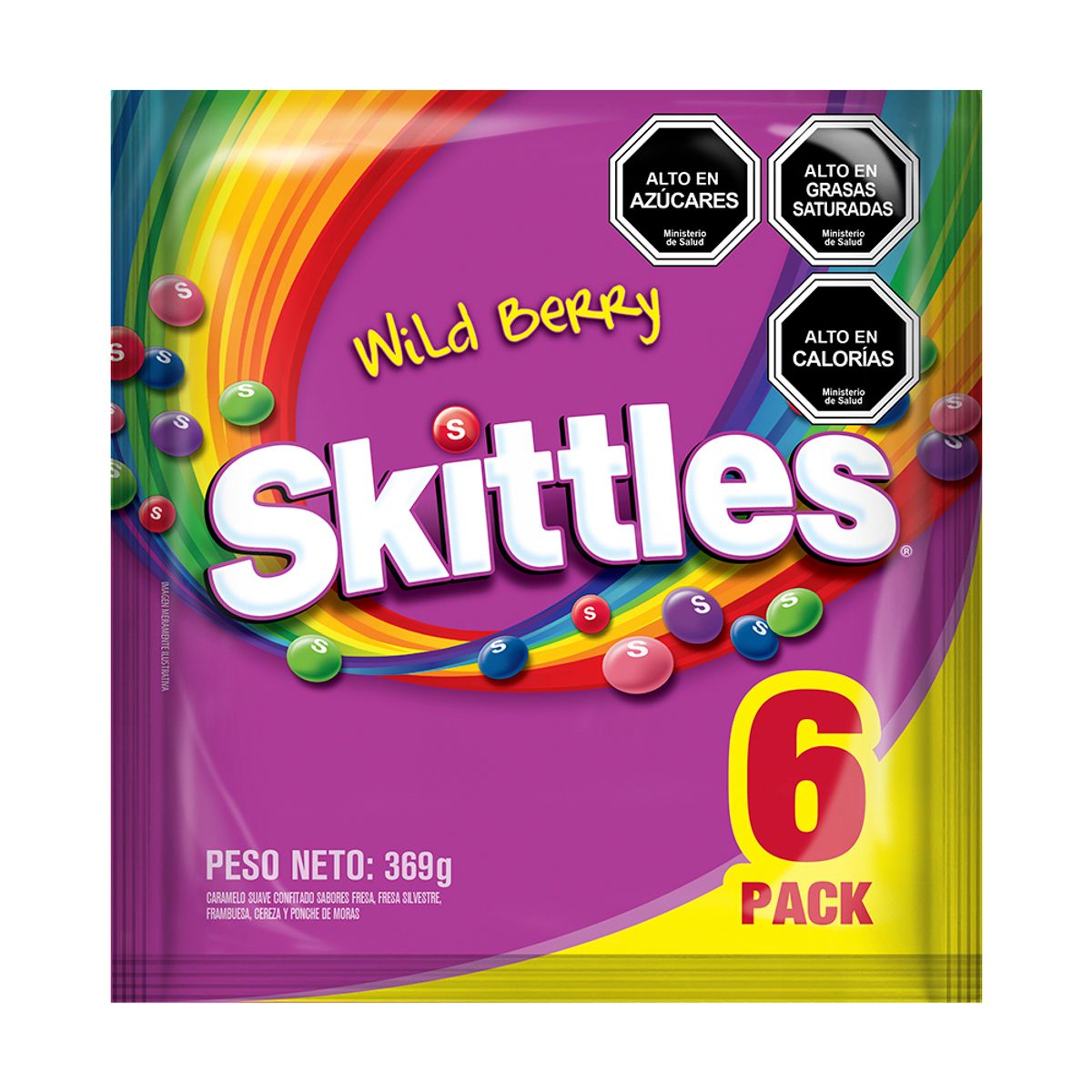 SKITTLES - Caramelos Skittles Wild Berry Pack 6u X 62g
