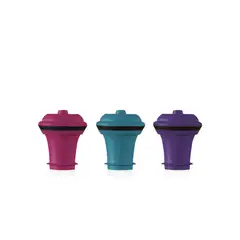 VACUVIN - Set 3 Tapones de Vacío para Vino Colores