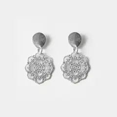 PSK JOYAS - Aro Mujer Flor Estrella Enchape Plata 950