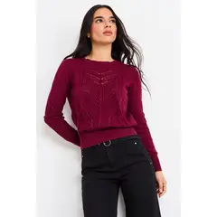 IO - Sweater Liso Mujer Burdeos