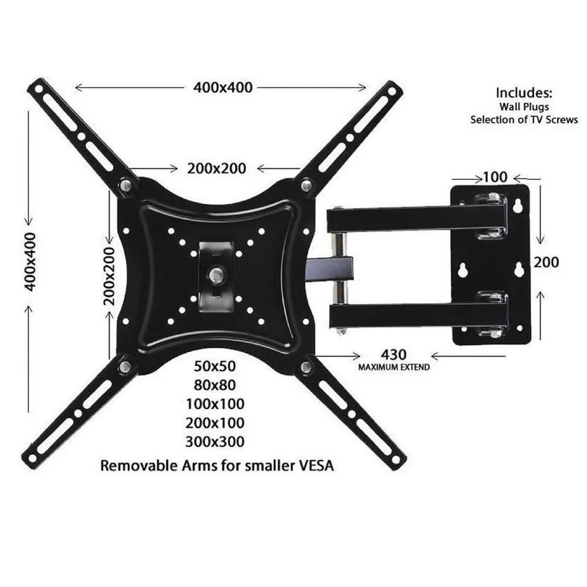 GENERICO - Soporte TV Pared Con Brazo 50Kg 14 a 55 Pulgadas