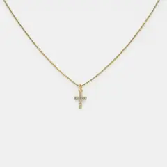 PSK JOYAS - Collar Mujer Cruz Circón Enchape Oro 18k