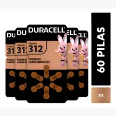 DURACELL - Pack 60 Pilas Audífono Tamaño 312 10 Blister