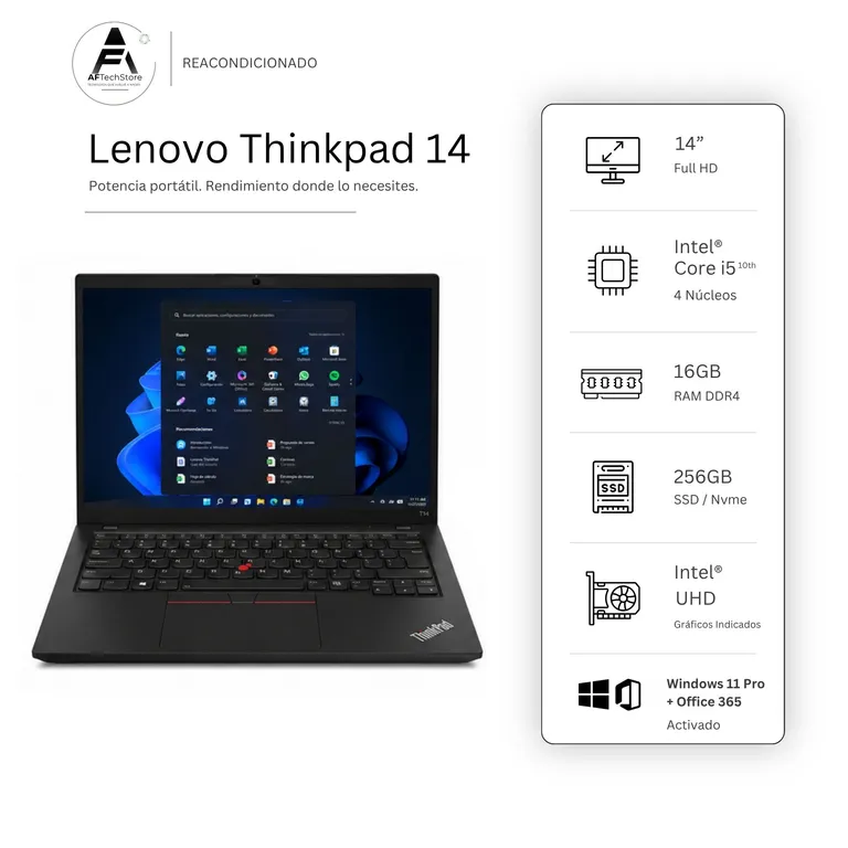 Notebook E14 I5 10th 16GB 256GB - Win11 Office - Reacondicionado Profesional