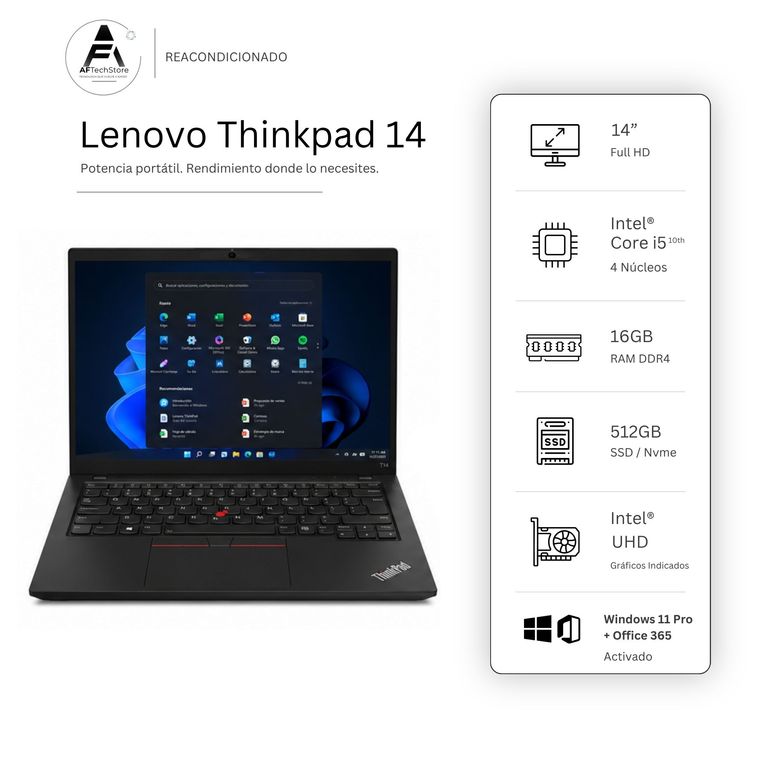 Notebook E14 I5 10th 16GB 512GB - Win11 Office - Reacondicionado Profesional