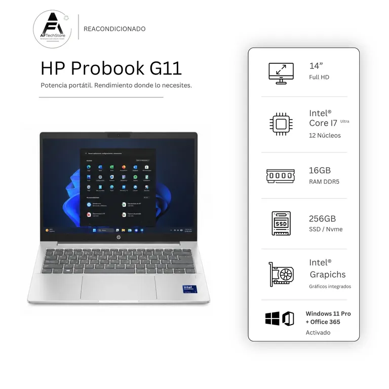Notebook 440 G11 Ultra 7 NPU/AI Boost 16GB 256GB – Edición Exclusiva –Win Office– Reacondicionado