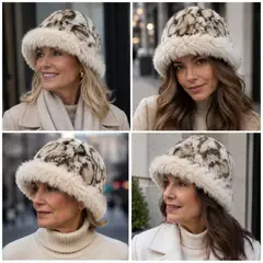 TOPBABY - Gorro Peludo De Invierno Mujer Animal Print