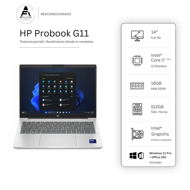 Notebook 440 G11 Ultra 7 NPU/AI Boost 16GB 512GB – Edición Exclusiva –Win Office– Reacondicionado