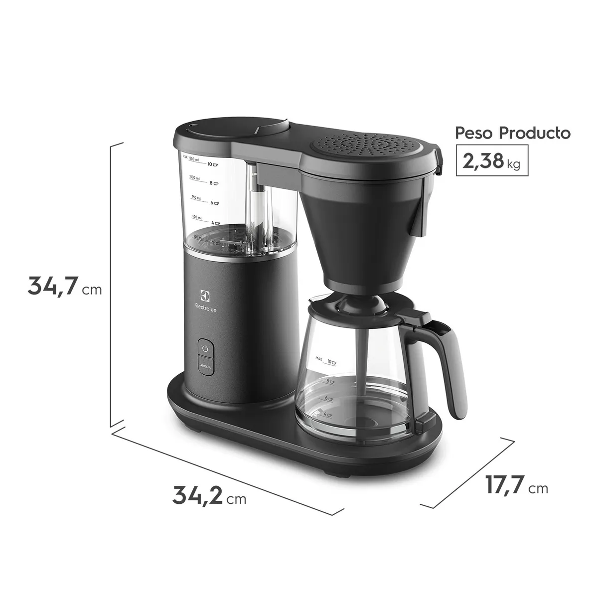 ELECTROLUX - Cafetera Programable 1,25L Jarra Vidrio 1600W CMP70