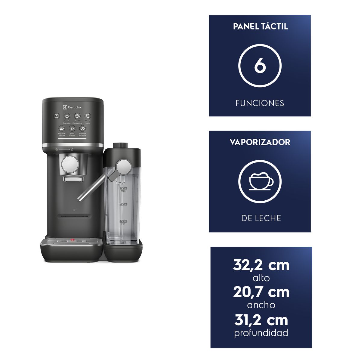 ELECTROLUX - Cafetera Espresso 1,25L Digital Cápsula y Molido 1350W ECM70