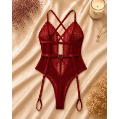 CAROLINE - Bodysuit corsé con Mujer Lencería Ligas Premium