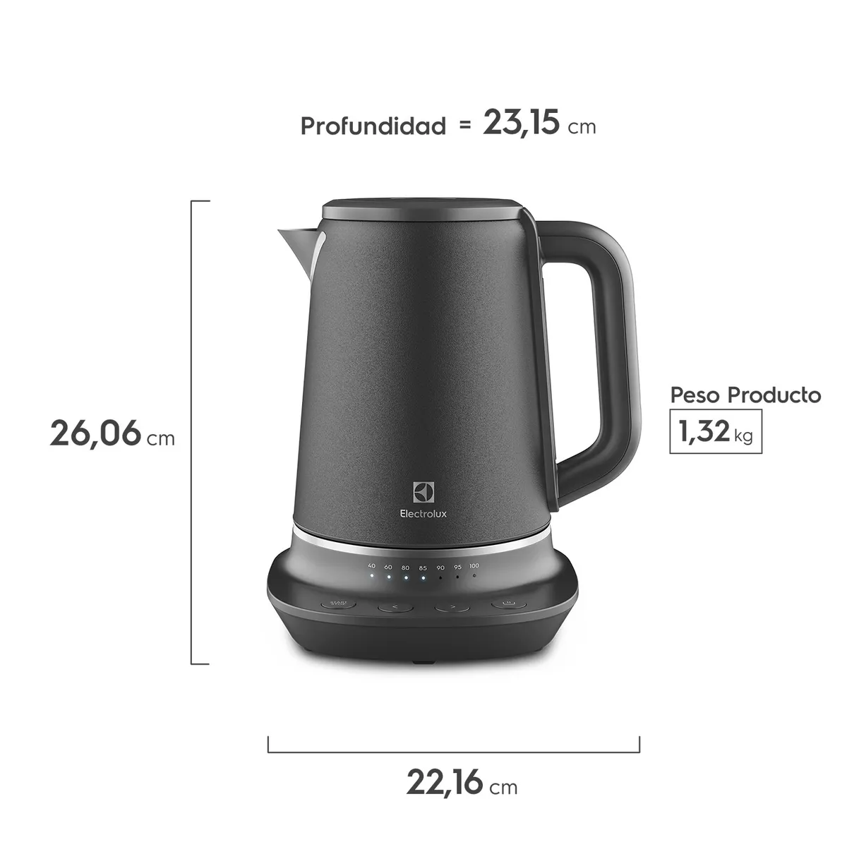ELECTROLUX - Hervidor Eléctrico 1,7L Control Tempertura EKP70 Acero Inoxidable