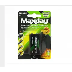 GENERICO - Batería Maxday 9v Rectangular Recargable 400mah