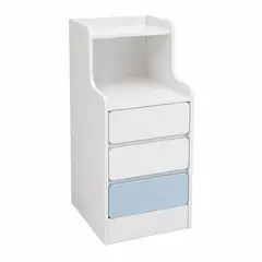 ACTUAL - Velador Infantil Blanco con 3 Cajones y Repisa Mesa de Noche Organizador para Dormitorio