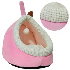 MARBEN PETS - CAMA MASCOTA TIPO CUEVA PERRO GATO PEQUEÑO 35 CM ROSA