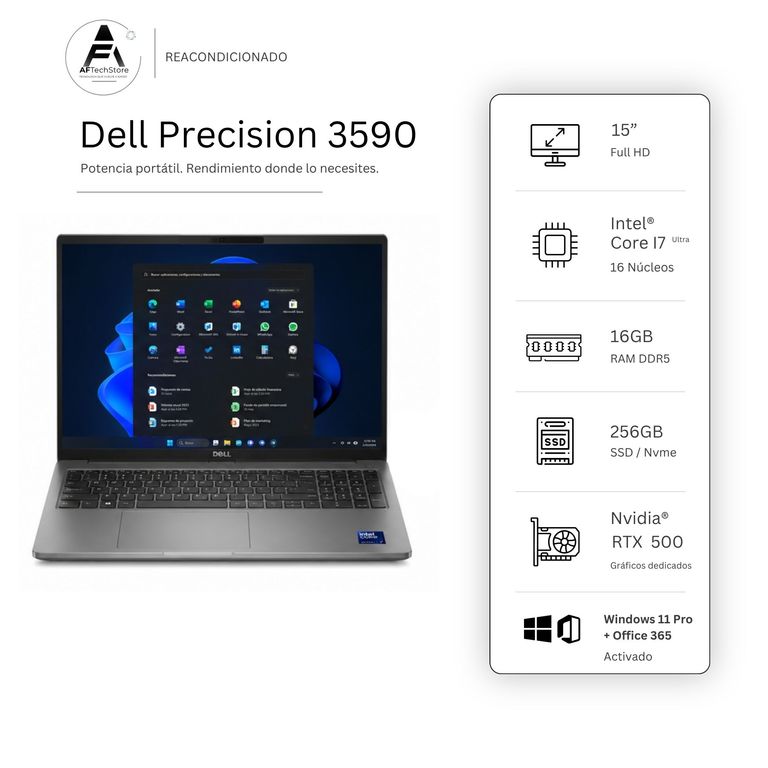Notebook 3590 Ultra 7 NPU/AI Boost 16GB 256GB – Edición Exclusiva –Win Office– Reacondicionado