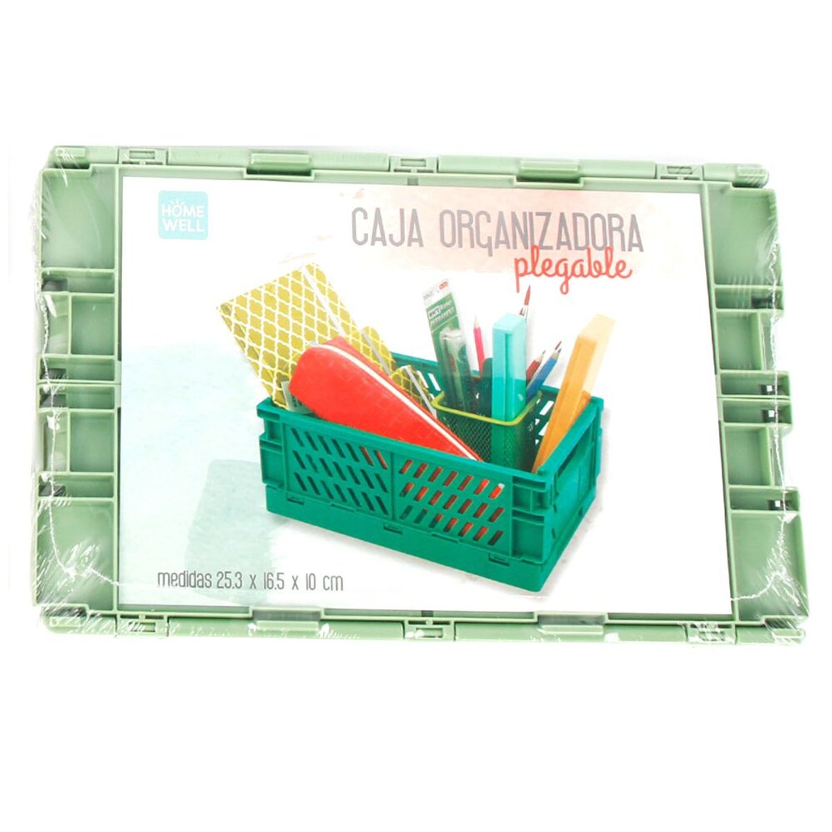 HOMEWELL - Caja Organizadora Plegable Verde 25.3X16.5X10Cm