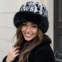 TOPBABY - Gorro Ruso Peludo de Invierno Mujer NegroBlanco