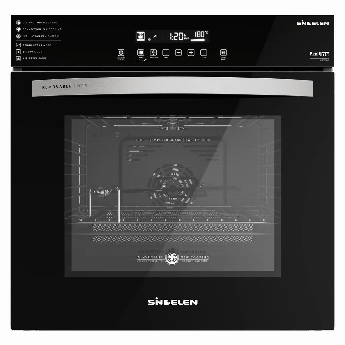 SINDELEN - Horno Eléctrico Empotrable Air Fryer Sindelen HE-7600NG