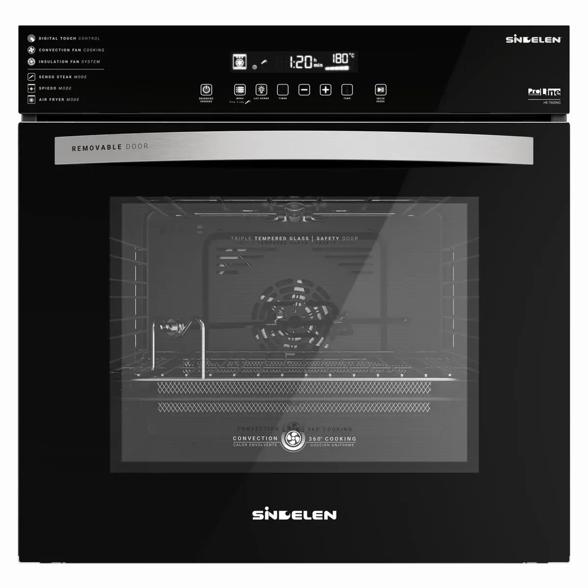 SINDELEN - Horno Eléctrico Empotrable Air Fryer Sindelen HE-7600NG