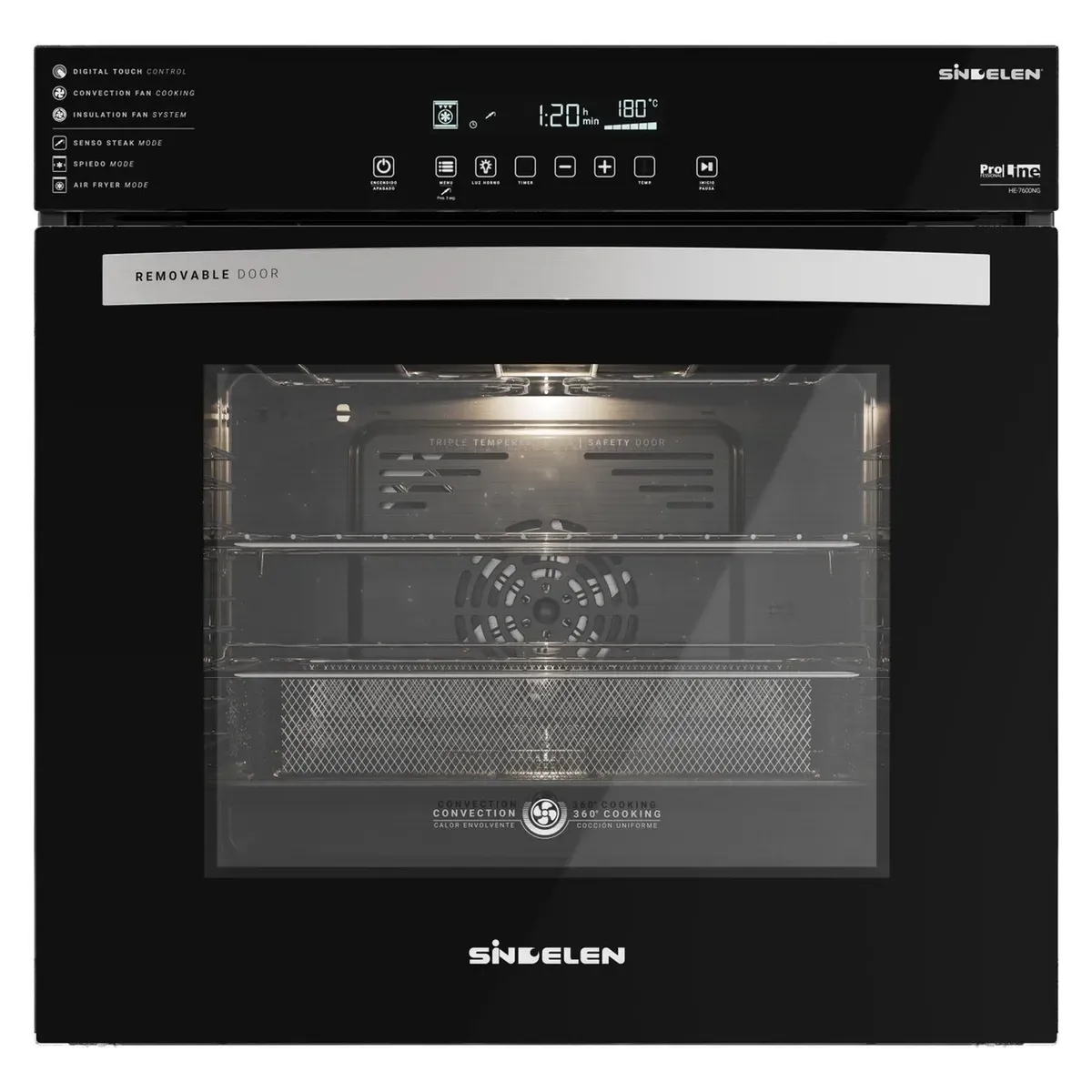 SINDELEN - Horno Eléctrico Empotrable Air Fryer Sindelen HE-7600NG