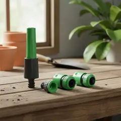 IRM - Conector Manguera Jardin Kit Set Juego 4 Piezas Acoples Rapidos Con Boquilla Pulverizadora RyL Group