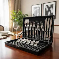 VITTA - Set de Cuchillería Acero Inoxidable 30 Piezas Caja de Madera