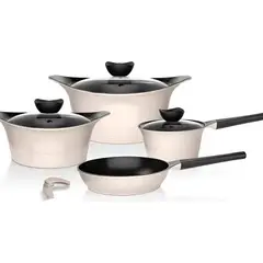 GENERICO - Batería Cocina Aluminio Fundido 7 Piezas Beige Wolf