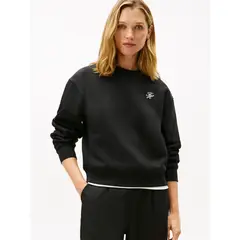 TOMMY HILFIGER - Polerón Con Logo Bordado Regular Fit Negro