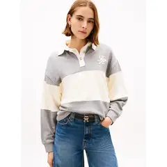 TOMMY HILFIGER - Polerón De Rayas Rugby Gris