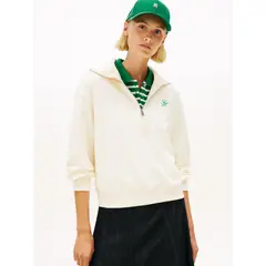 TOMMY HILFIGER - Polerón Con Medio Cierre Script Beige