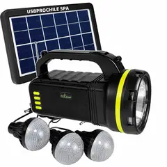 GENERICO - Kit Solar De Camping CcLamp CL-18 Linterna LED Radio Bluetooth Negro