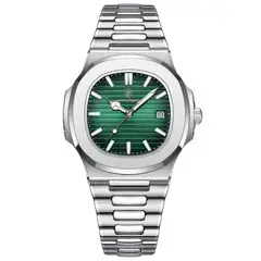 STARTECHOFFICE - Reloj Analógico Cuarzo Hombre 40 mm Acero Inoxidable Calendario, Agujas Luminosas, Cierre Mariposa